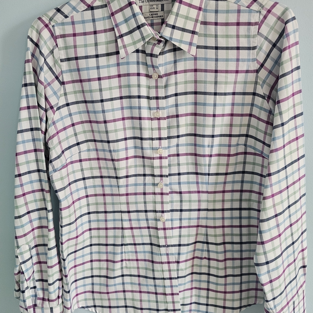 The‎ Oxford Shirt Co. Preppy Multicolor Plaid Button Down Shirt for Women Size 8